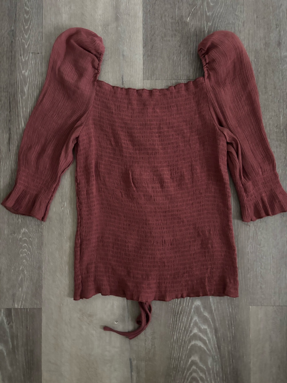 Mauve/Rust Textured Tie-Front Top - Picture 3 of 3